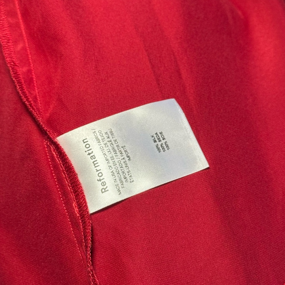 Reformation Solay Red Silk Midi Dress Size 2 - Picture 12 of 12